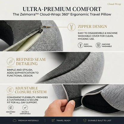The Zelmorra™ Cloud-Wrap: 360° Ergonomic Travel Pillow