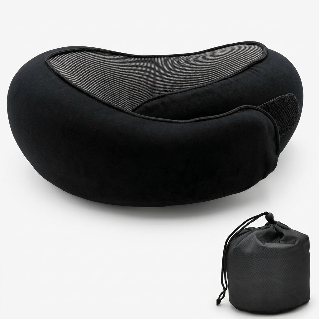 The Zelmorra™ Cloud-Wrap: 360° Ergonomic Travel Pillow - Midnight Onyx