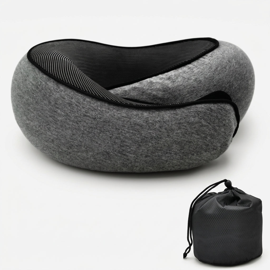 The Zelmorra™ Cloud-Wrap: 360° Ergonomic Travel Pillow - Obsidian Black