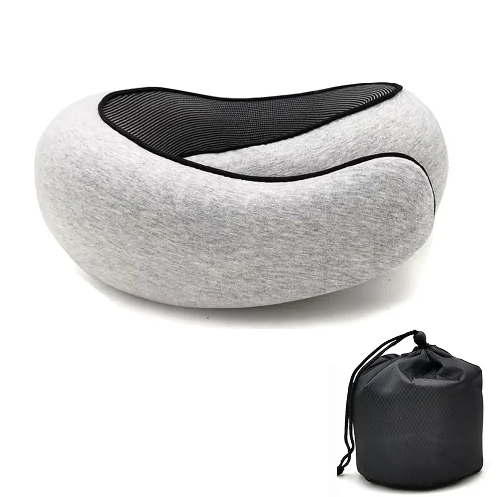 Light Gray Color Memory Foam Travel Neck Pillow U-Shape Snail Design